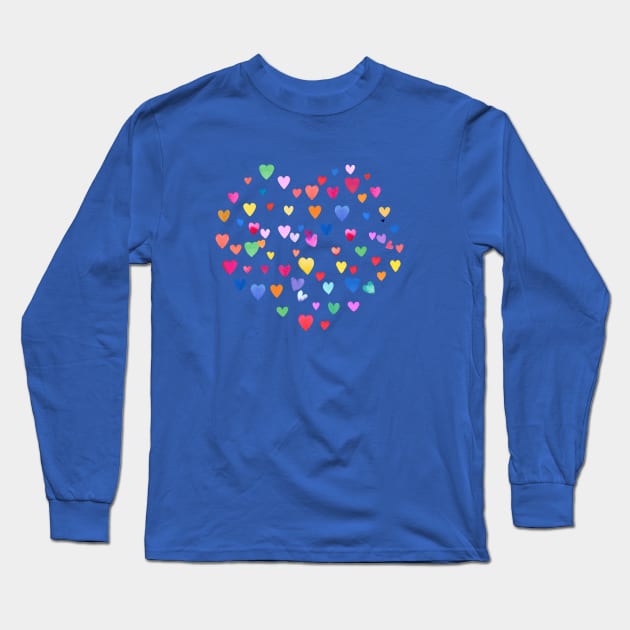 Valentines Multicolored Love Hearts Long Sleeve T-Shirt by ninoladesign